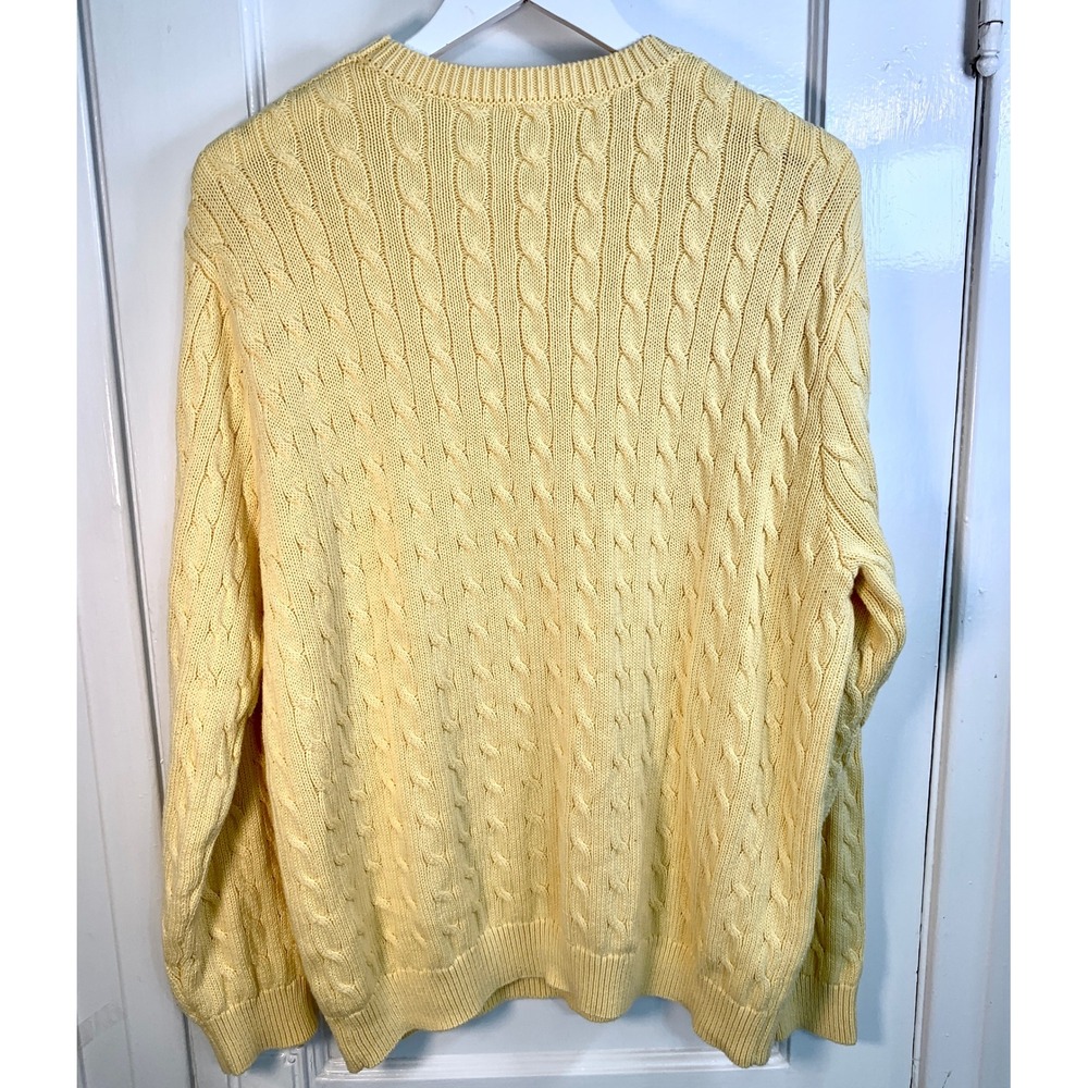 John Galt California Cable Knit Sweater Pale Lemon Yellow Crew Neck / One Size - Picture 8 of 14